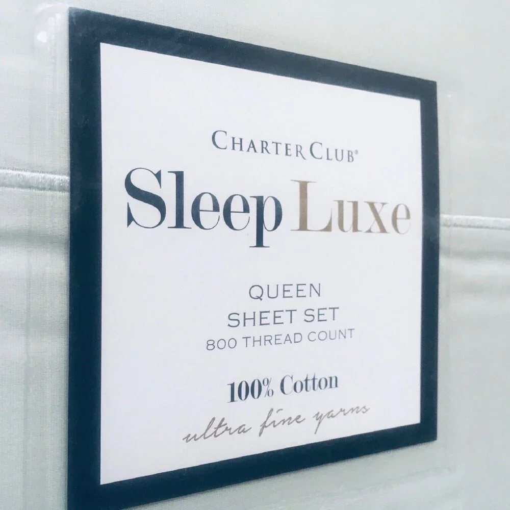 new ALOE GREEN Charter Club Sleep Luxe 800 TC 100% Cotton Sateen QUEEN Sheet Set